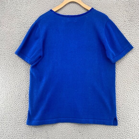 The Quacker Factory Sweater Womens Medium Blue Angel Sequin Short Sleeves NWT - Picture 3 of 11